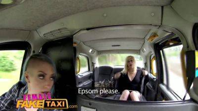 British lesbians engage in pussy licking wrestling in a taxi backroom - sexu.com - Britain